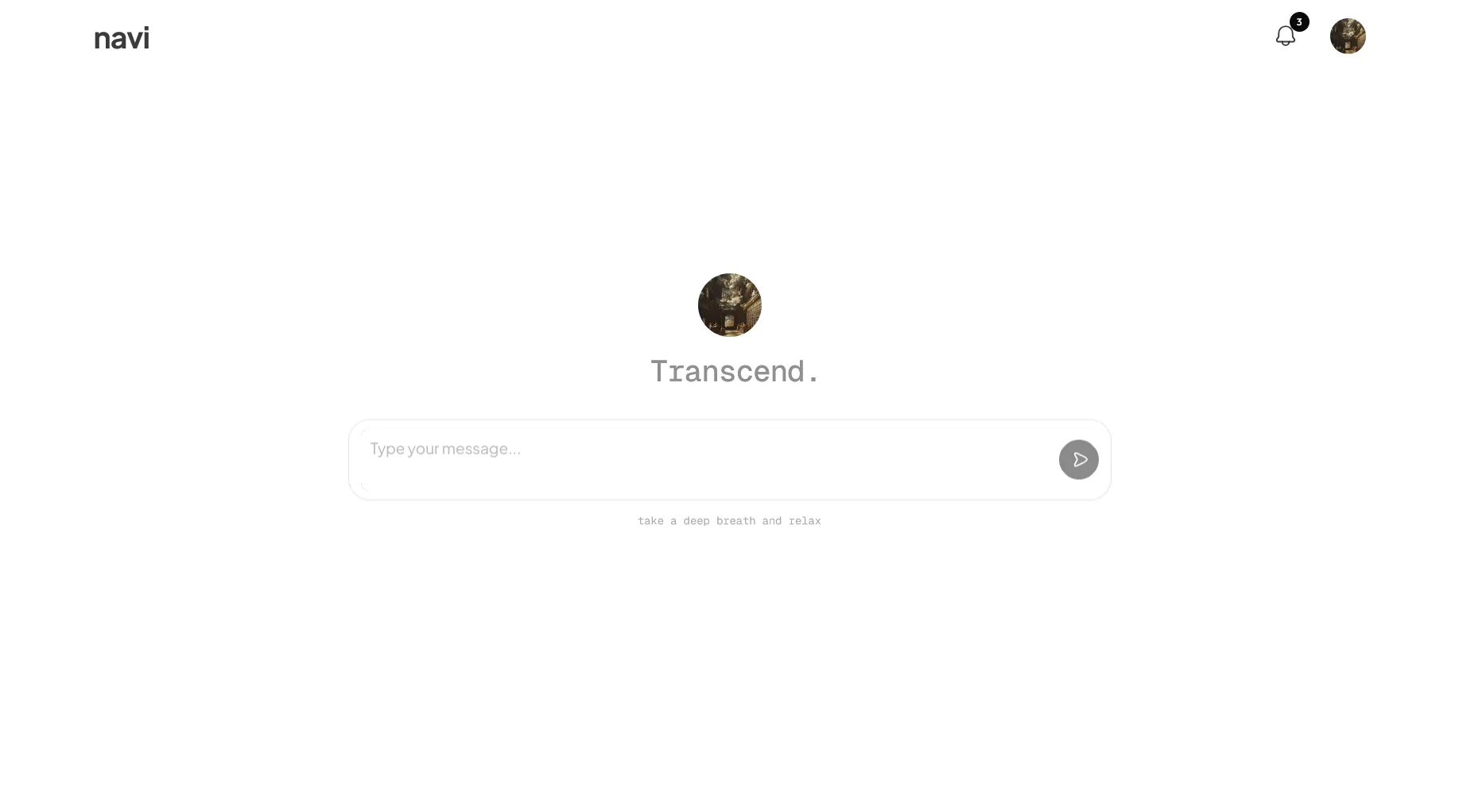 Navi light agent chat screen with a focused message composer