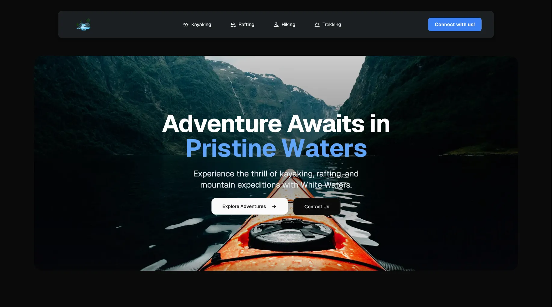White Waters, Adventure sports and mountain expedition booking site.